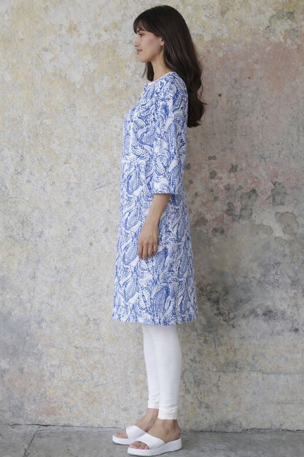 Indigo Paisley Cotton Voile Kurta — Saheli (view 2)