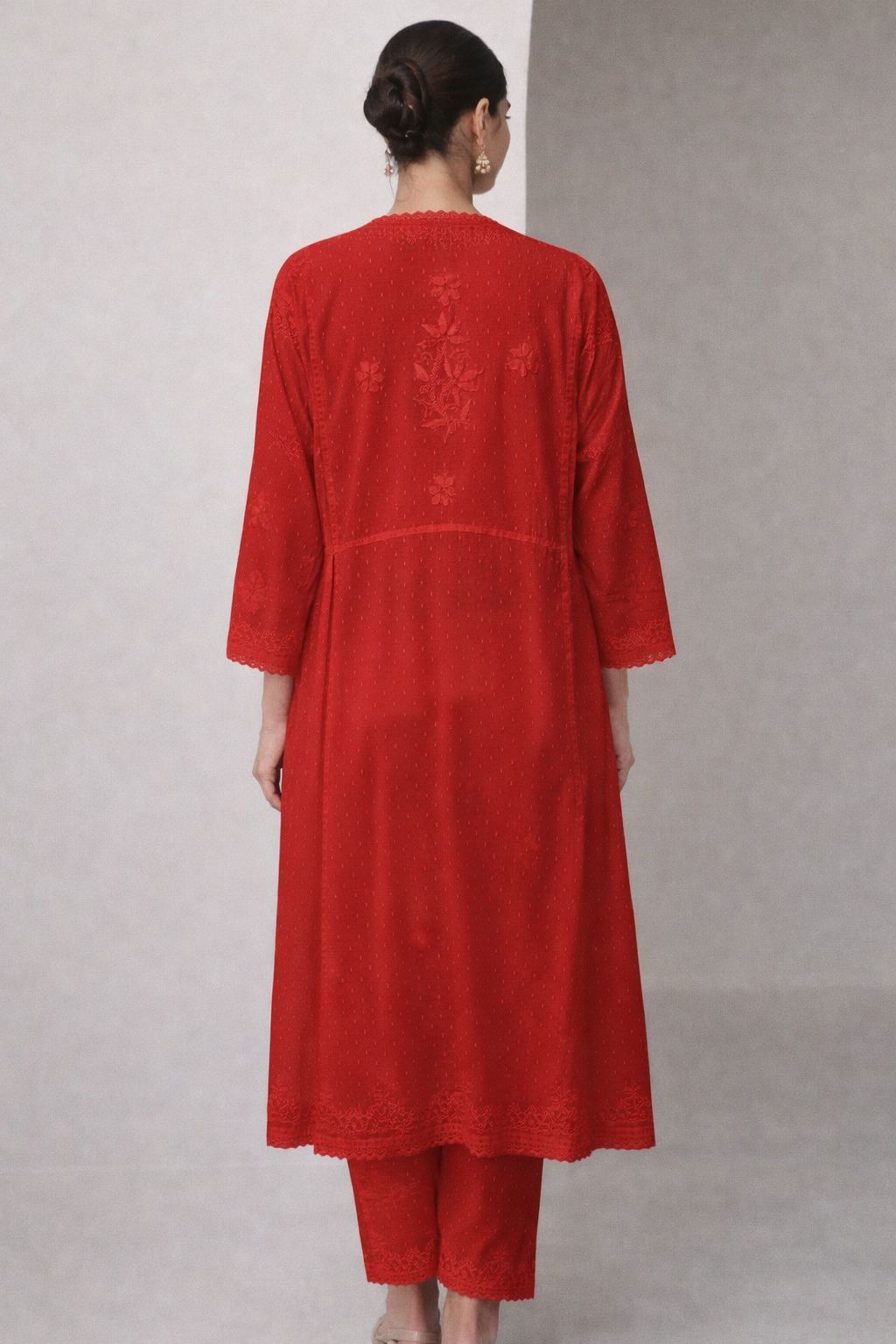 Scarlet Chikankari Angrakha Suit — Saheli (view 2)