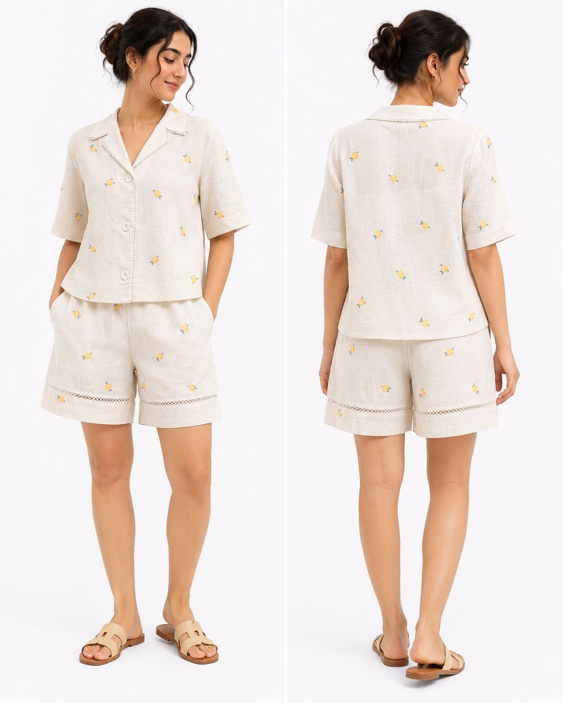 Lemon Linen Camp Shirt & Shorts Set — SC Urban