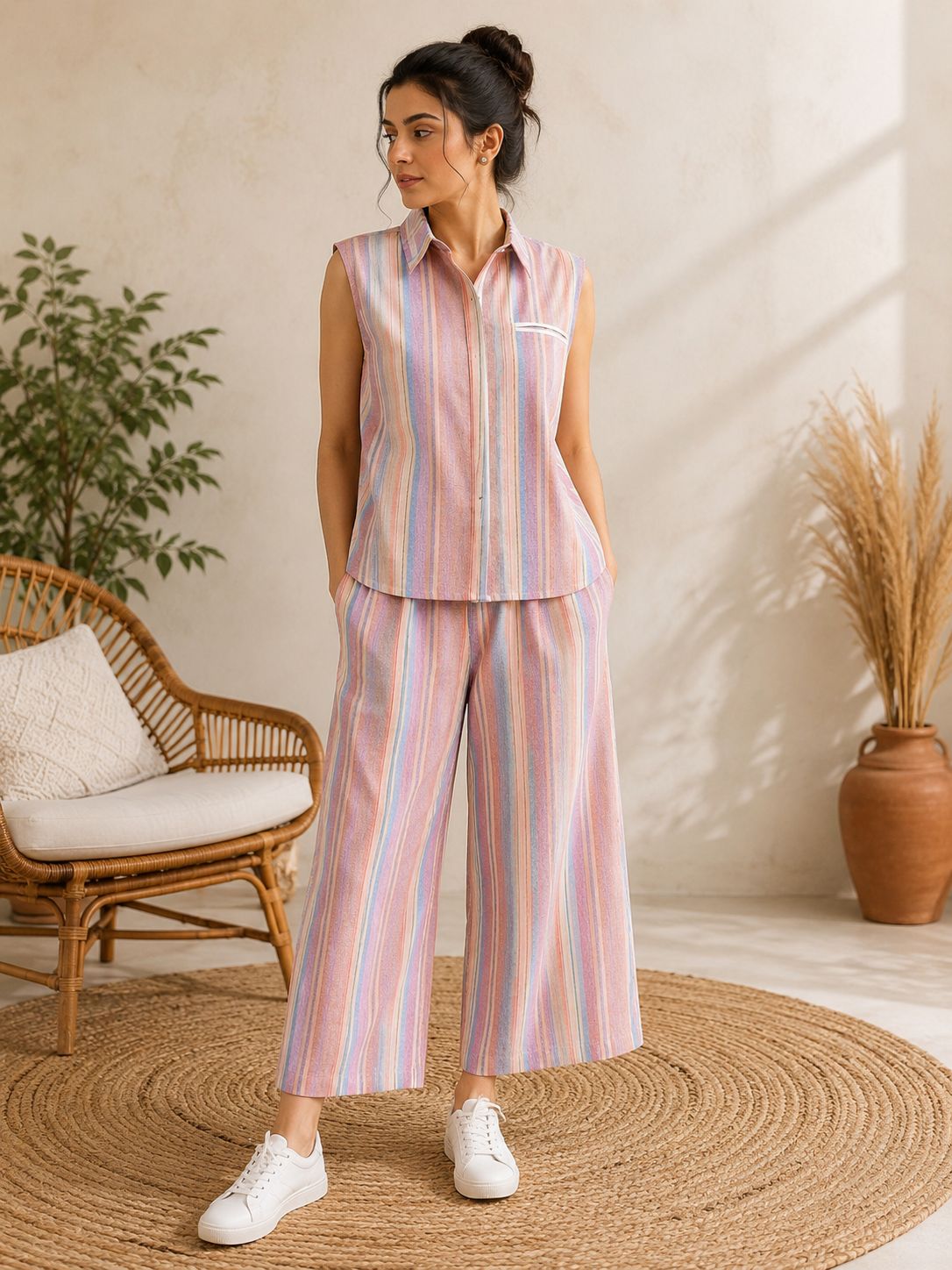 Pastel Stripe Linen Cord Set — SC Urban