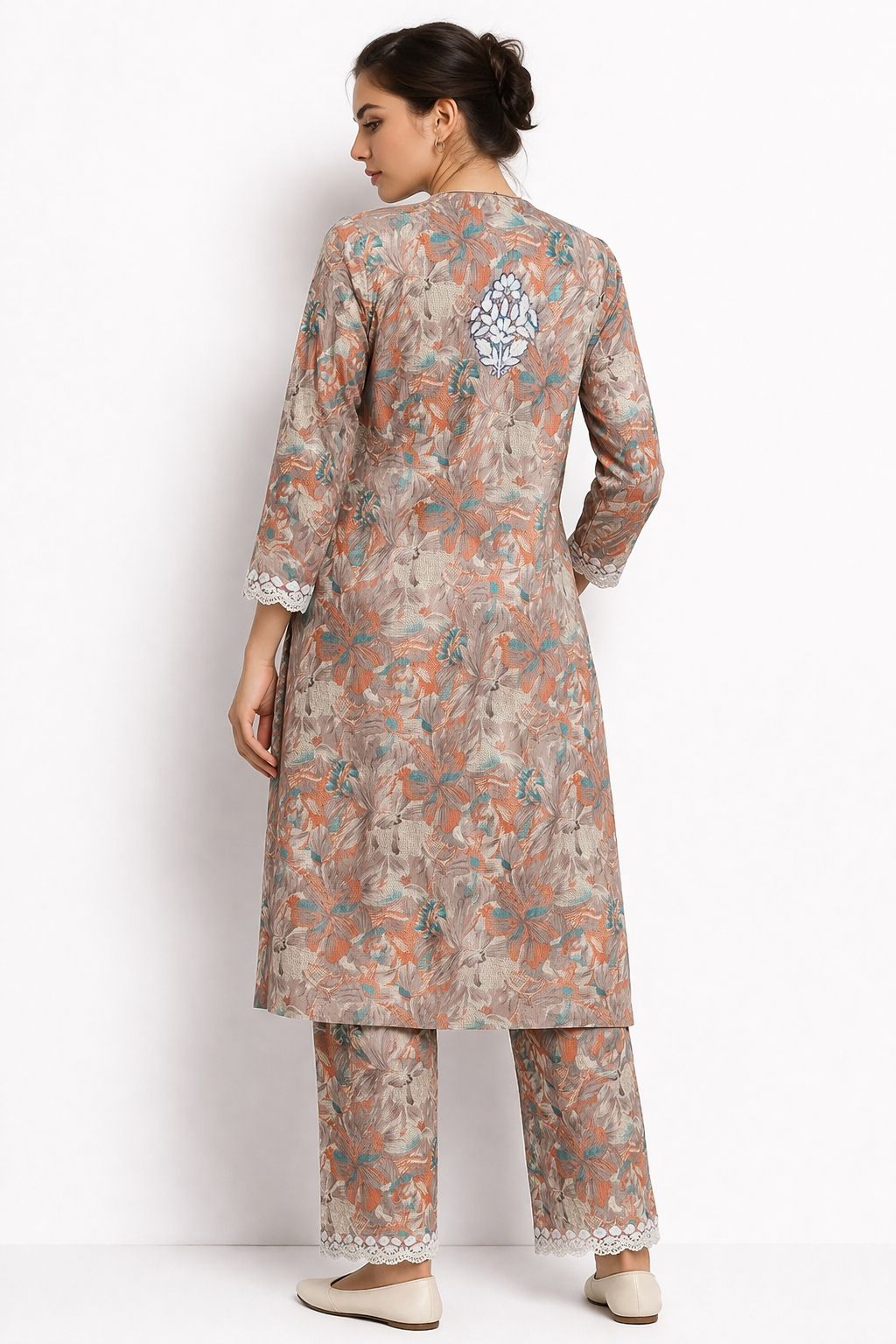 Terracotta Floral Kurta & Pant Set — WE 5 (view 2)