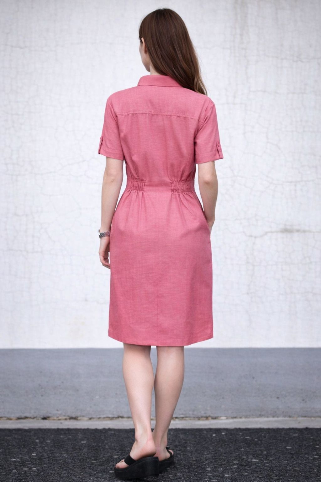 Rose Zip-Front Chambray Dress — Zero Kiss (view 2)
